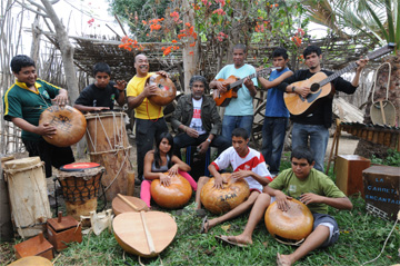 Musical instrument collection and local musicians