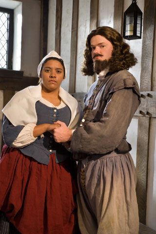 Colonial Williamsburg actors portray an enslaved bi-racial woman, Elizabeth Key, and her husband and attorney, William Greensted