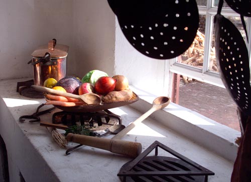 Light and cooling breezes enter through the kitchen window at the Governor's Palace.
