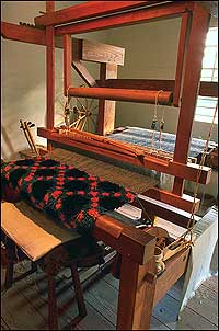 A copy of a bed rug found in Virginia’s Wythe County is a work in progress on the weaver's loom.