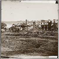 Downtown Richmond after the fire of 1865. Library of Congress image.