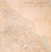 1864 map of the James, with the Confederate capital on the far left and Jamestown Island on the right