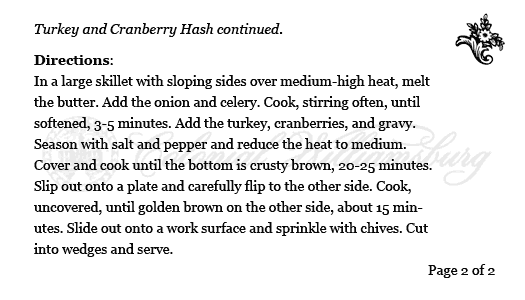 Turkey and Cranberry Hash Recipe 3x5