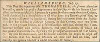 A 1752 Virginia Gazette notice about Bell.
