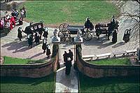 Colonial Williamsburg re-created the funeral of Governor Botetourt, complete with hearse and pallbearers departing the Governor's Palace.