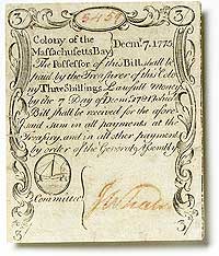 Three shilling note - back.
