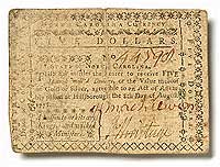 North Carolina 5 dollar note, 1775.