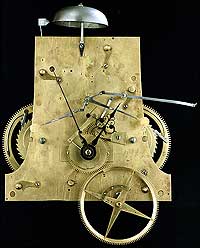 Clock movement with bell and hammer