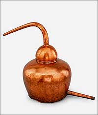 A copper kettle for homemade spirits, from Lancaster, Pennsylvania, in the second half of the eighteenth century.