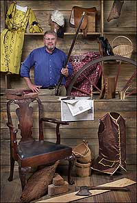 The author surrounded by items made by tradesmen