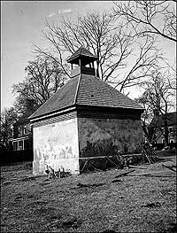 1930s photo of smokehouse at Shirley Plantation