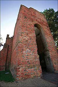 The ruins of Jamestown's brick church and Plymouth Rock are rival icons of settlement.