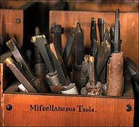 For those who could afford bindings, the bookbinder plied these tools to work the leather and apply gold leaf decoration.
