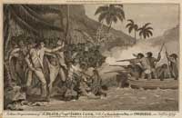 A 1784 engraving by Alexander Hogg of the death of Captain Cook in Hawaii, published in a history of his three Pacific voyages