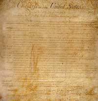 The Bill of Rights, reduced to ten amendments, down from the list of seventeen proposed to the first Congress in 1789.