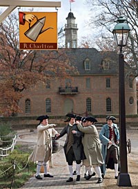When George Mercer, Stamp Act agent, was roughly handled by irate citizens outside Charlton's, Francis Fauquier, the lieutenant governor, stepped from the coffehouse porch to rescue him.