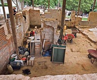 Foundation walls remained after the Armistead house salvaged parts of Charlton's.