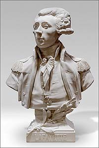The French government gave Colonial Williamsburg this bust of the Marquis de Lafayette in honor of the 150th anniversary of the 1781 victory at Yorktown.