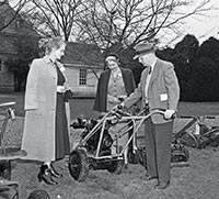 The presentations often included the latest in garden equipment, like these 1951 lawnmowers