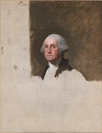 The unfinished Athenaeum portrait, named for the Boston library that acquired it, is Gilbert Stuart's most reproduced image.