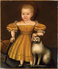 A full-length portrait titled Child in Yellow Dress with Grey Cat was among the gifts Abby Aldrich Rockefeller gave to The Colonial Williamsburg Foundation.