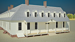 When complete, the front of the Raleigh Tavern will resemble this rendering, which is based on a body of evidence collected about the existence of a porch.