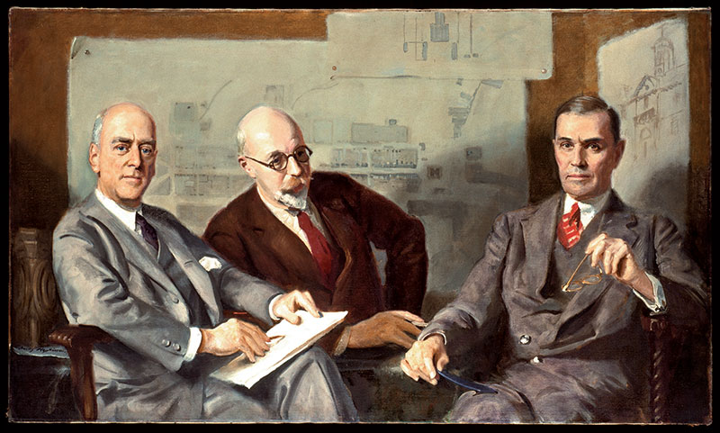 Architects William Perry (left), Thomas Mott Shaw (center), and Andrew H. Hepburn (right)