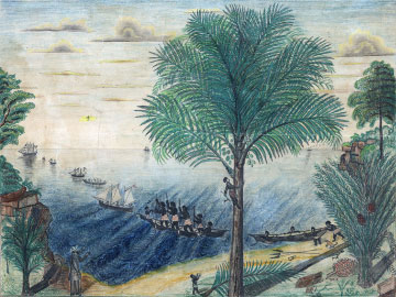 African canoes and European sailing vessels
