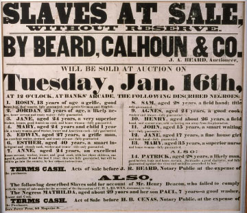 Credit: Hull Museums. KINCM:1982.346 Poster advertising a slave auction