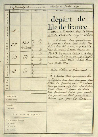 Logbook of the Bordeaux slaver <i>Le Patriote</i>