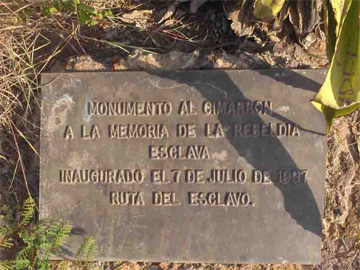 Credit: Slave Route Project, Cuba Plaque marking the <i>Monument to the Maroon</i>