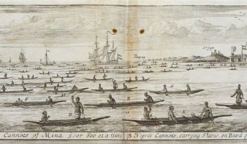 Credit: Image Reference LCP-54, as shown on www.slaveryimages.org, compiled by Jerome Handler and Michael Tuite, and sponsored by the Virginia Foundation for the Humanities and the University of Virginia Library Fishing canoes at Elmina, Gold Coast