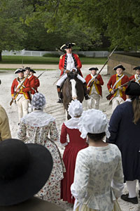 Benedict Arnold in a standoff with townspeople of Williamsburg during the two days that he and British forces held the town in 1781.