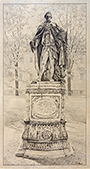 Thomas Mott Shaw drawings; Sketches made by one of the principal partners in the Boston architectural firm of Perry Shaw & Hepburn which was responsible for the early restoration and reconstruction of Williamsburg's historic area.  Most appear to be drawn during 1933;  Graphite on heavy paper; Botetourt Statue; 24 x 45 cm