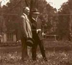 Goodwin and Rockefeller seemed to be gazing into the future when a Virginia Chamber of Commerce photographer snapped them behind the Wythe House in 1928