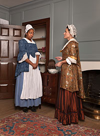 Hope Smith, left, as Eve and Carolyn Wilson as Elizabeth Randolph in the Peyton Randolph House in the Historic Area