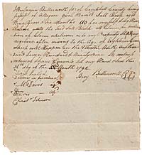 Benjamin Butterworth’s letter of manumission for Sall Black, when she reached eighteen.