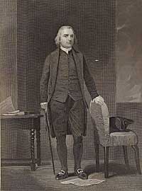 Engraving of Bostonian Samuel Adams, after the 1862 portrait by Alonzo Chappell