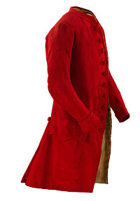 A coat likely dyed by cochineal, whose expense was a token of privilege.