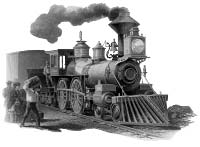 A locomotive of the kind that ran down Main Street