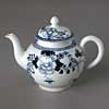 Archeological excavations at the sites of soft-paste porcelain factories in Liverpool, England, suggest that this teapot was made in that city by potter Philip Christian between 1765 and 1768. That Christian and his competitors supplied Liverpool porcelain in this and other pattern to customers in eighteenth-century Williamsburg has been confirmed by the retrieval of matching shards from sites throughout the town. Fragments of tea and coffee wares, including cylindrical coffee cups, tea bowls, and saucers in the blue and white bird pattern seen here have been recovered from the Governor's Palace, the Brickhouse Tavern, and the home of blacksmith James Anderson. The acquisition of this well-preserved teapot was funded by the Friends of Colonial Williamsburg Collections. The curatorial staff is seeking additional pieces of this design for eventual display in the Governor's Palace parlor.