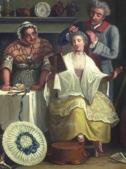 Painting detail, "Highlife Below Stairs" 1763, by John Collet, CWF acc. no. G1991-175