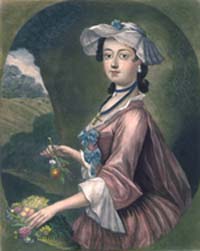 Print of a lady as "July," CWF acc. no. 1988-291,7