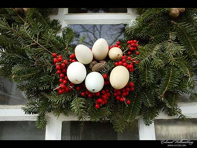 Wreath decorated with eggs